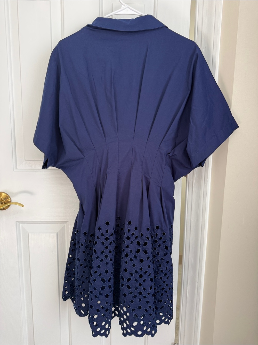 Exquise Navy Eyelet Hem Mini Dress - Picture 4 of 4
